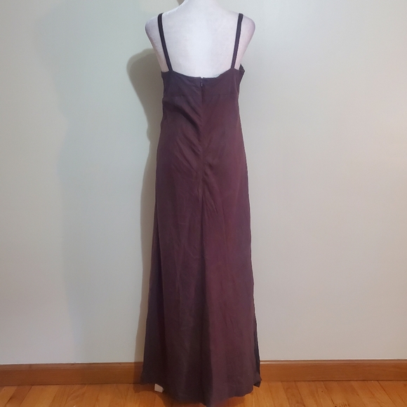 Old Navy Y2K 100% Linen brown sleeveless empire waist side slits maxi dress 8 - Picture 3 of 9